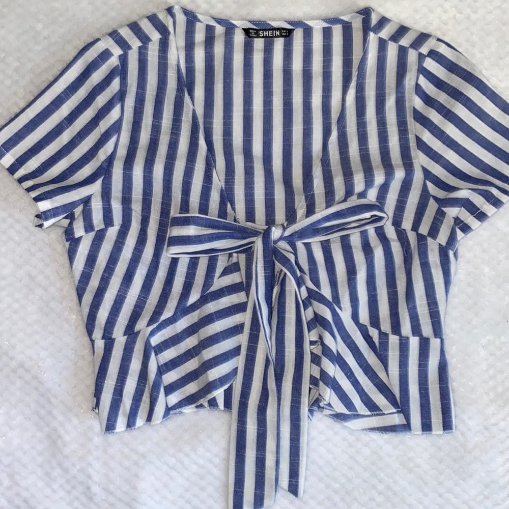 Blue & white striped top